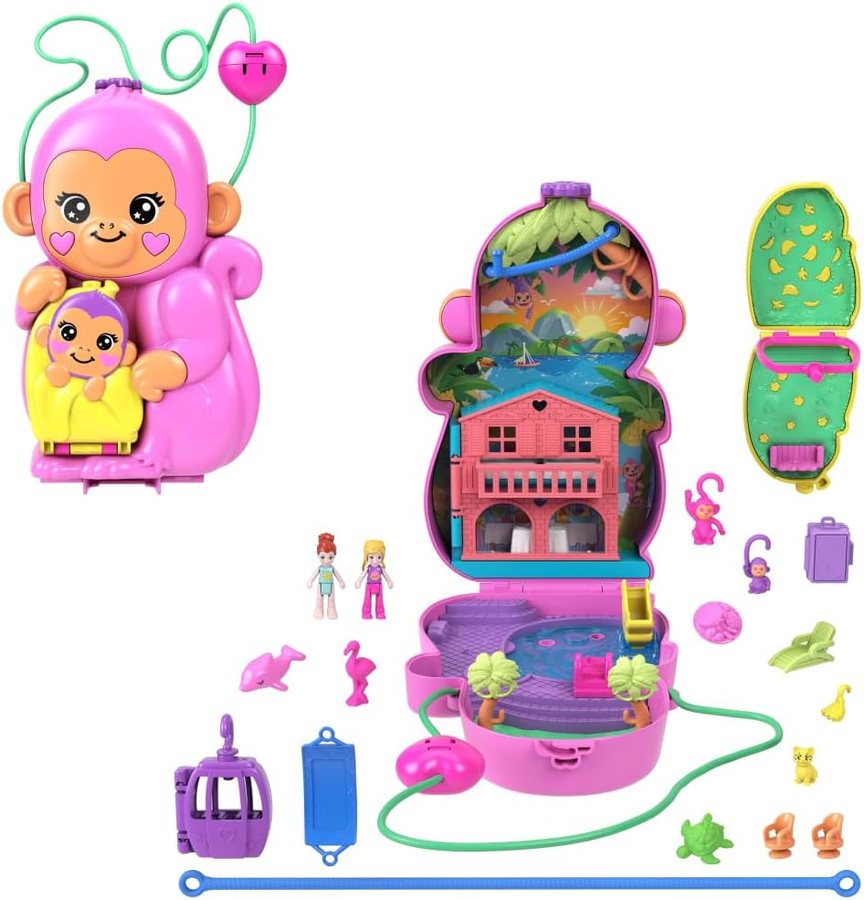 Polly Pocket 2-in-1 Momma Monkey & Baby Wearable Compact